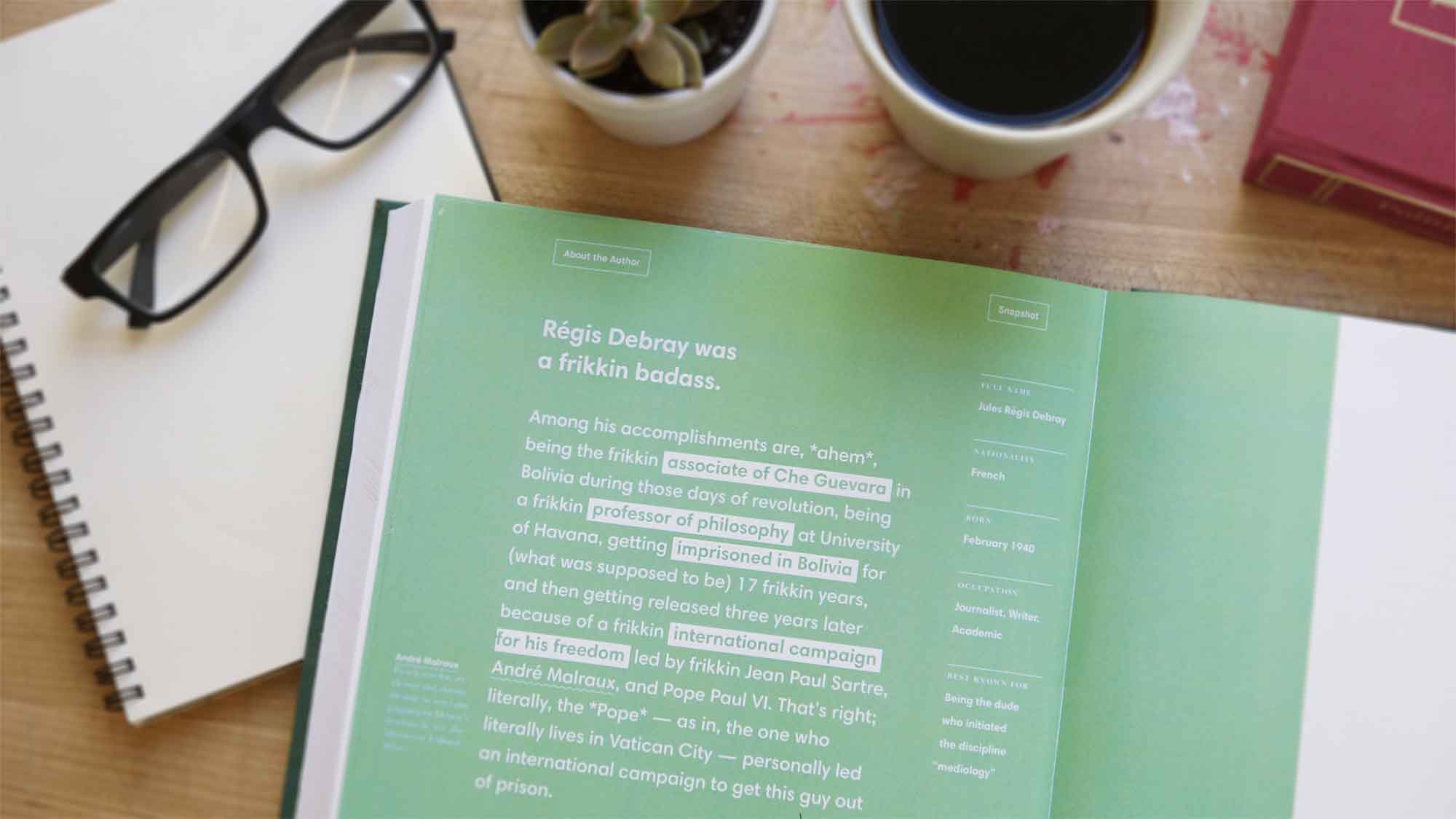 Author Intro Regis Debray in Books for Smart Designers by Talia Cotton