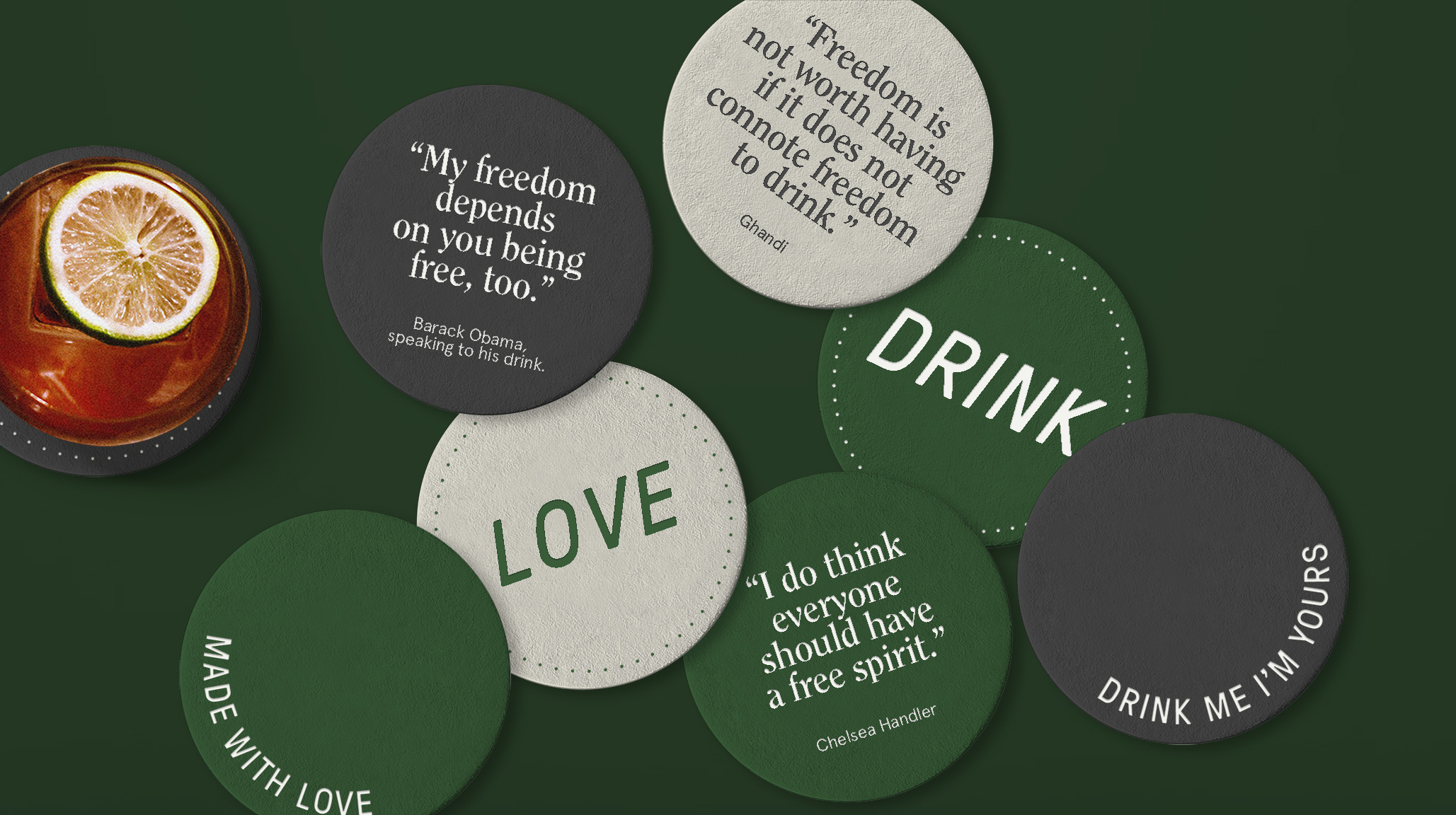 Coasters, Land of the Free brand design, Talia Cotton