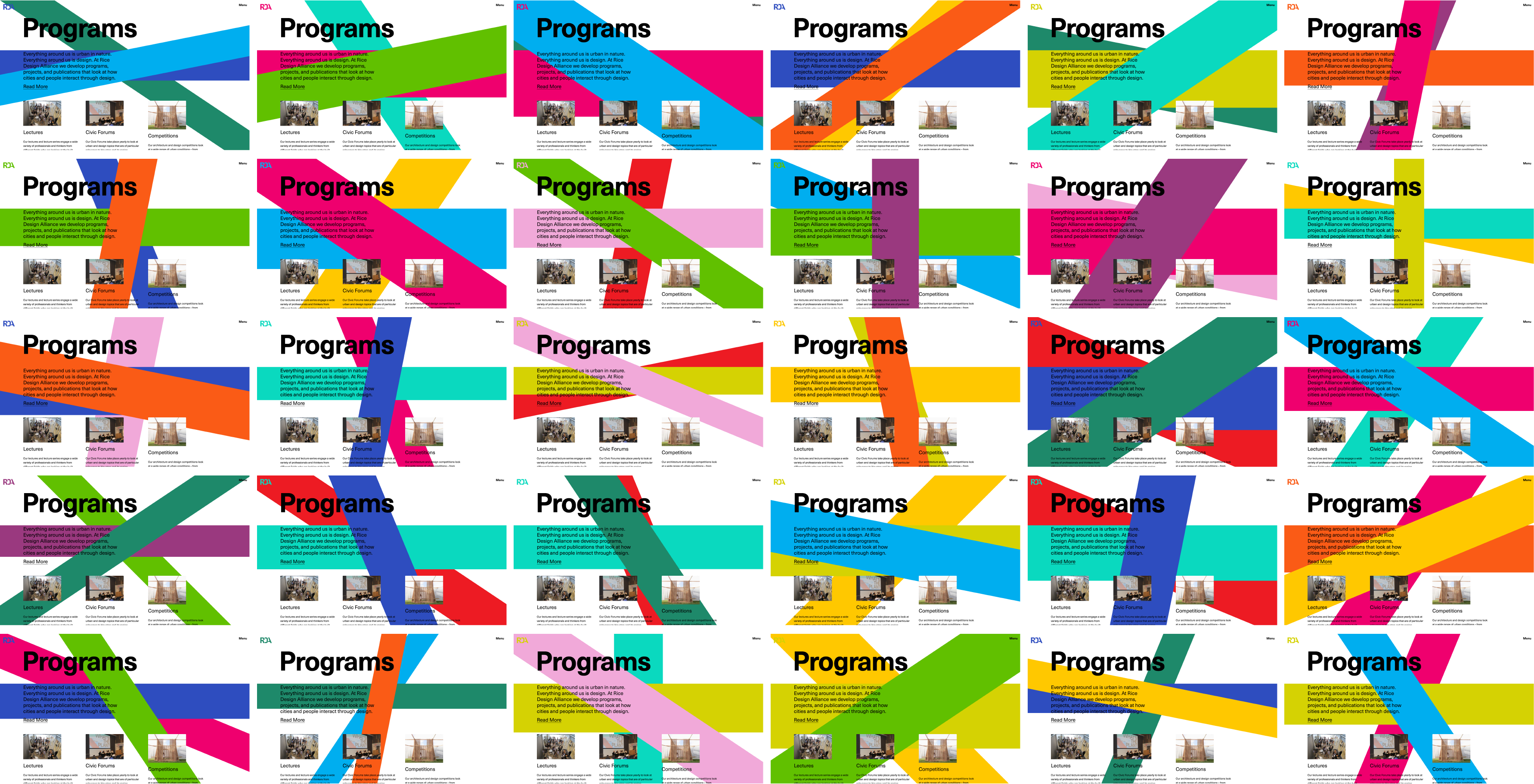 Selection of outputs from the Rice Design Alliance website strands algorithm, by Talia Cotton and The Original Champions of Design